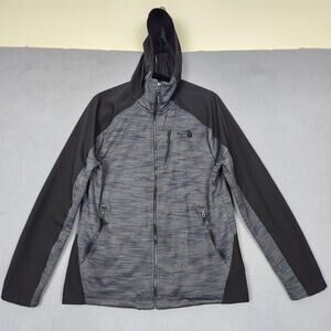 North Face Jacket Mens Large Gray Hooded Full Zip Softshell Windbreaker NF00CUZ4